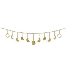 Moon Phase Wall Hanging Boho Wall Decor Aesthetic Garland Gold Hammered Metal