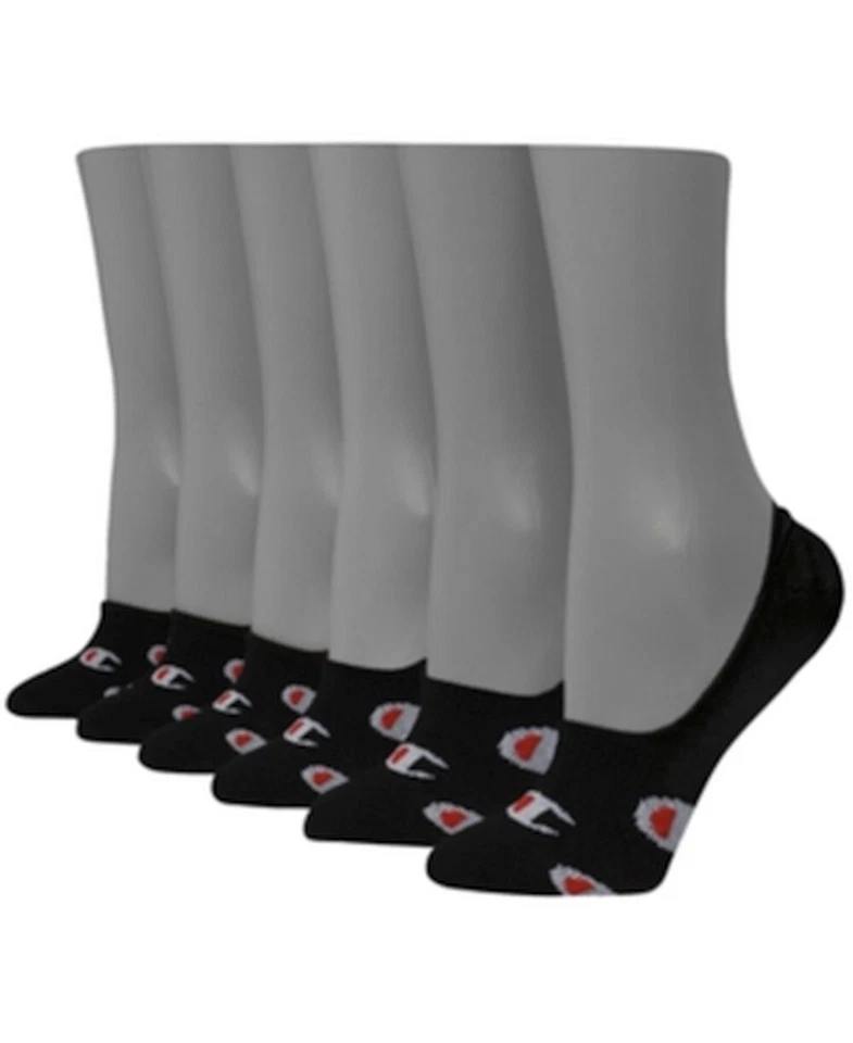 Champion Mujer 6-Pk. Calcetines Invisibles Forro Logo Negro - ¡¡ENVÍO GRATUITO!!! Foto 2 de 2
