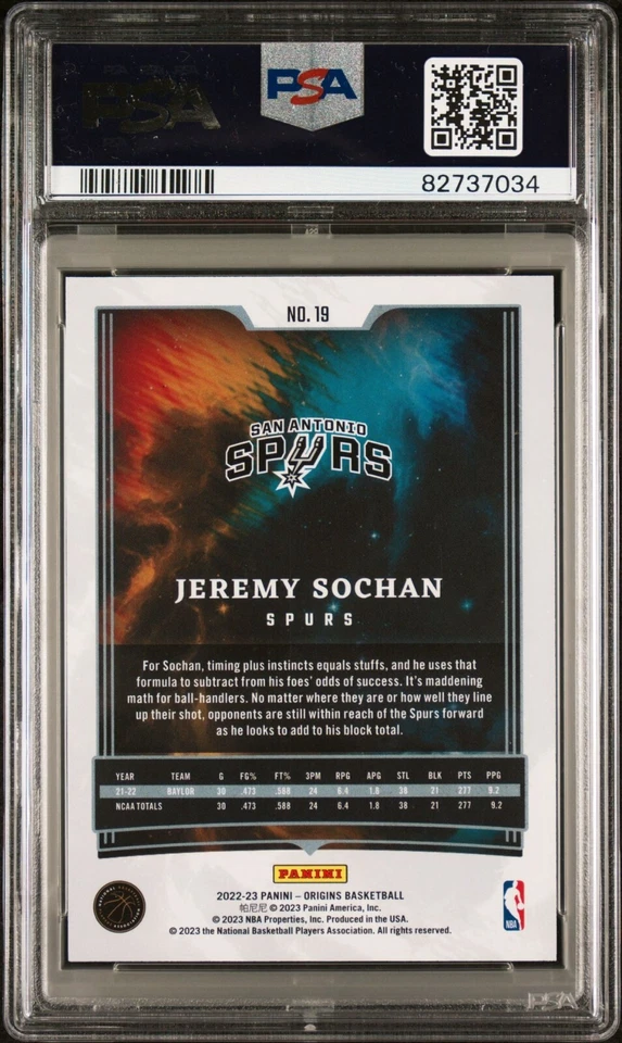 2022 PANINI ORIGINS 19 JEREMY SOCHAN BASKETBALL PSA 7 - Image 2 of 2