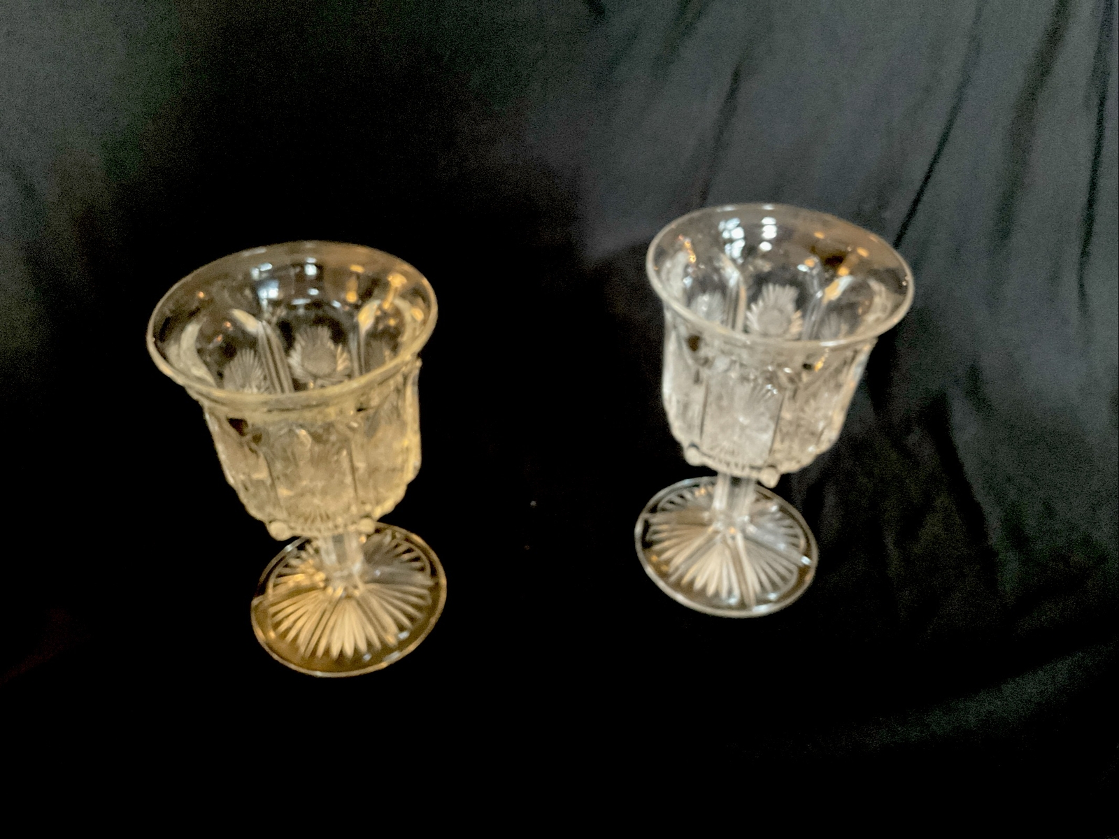 Higbee Panelled Thistle, Flared Stem, Water Goblet , 5 1/2 in, Set Of