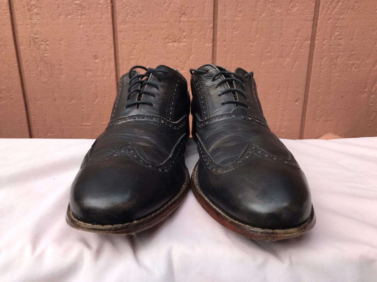 Mens Cole Haan Air US 13M Black Leather Wingtip Oxfords Lace 