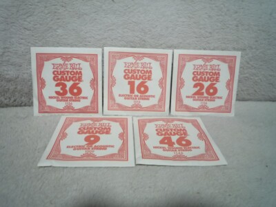 LOT OF 5 ERNIE BALL CUSTOM GAUGE GUITAR STRING 9, 36, 46, 26 & 16 ~ BRAND NEW
