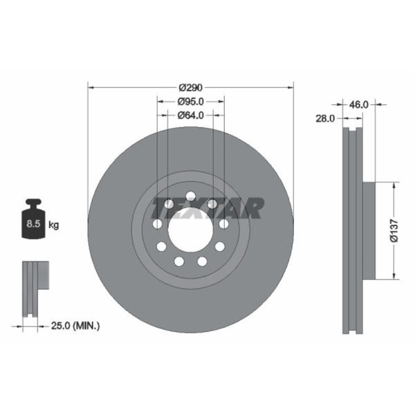Textar 2X Bremsscheibe Vorne Ø290 Mm InnenbelüFtet FüR Iveco Daily IV-image