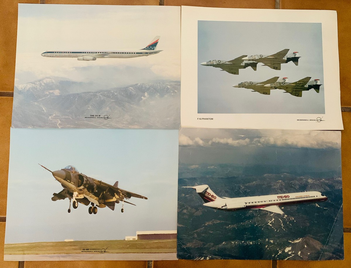 Lot 4 VINTAGE McDonnell Douglas AIRLINER Art Prints -DC-8, F