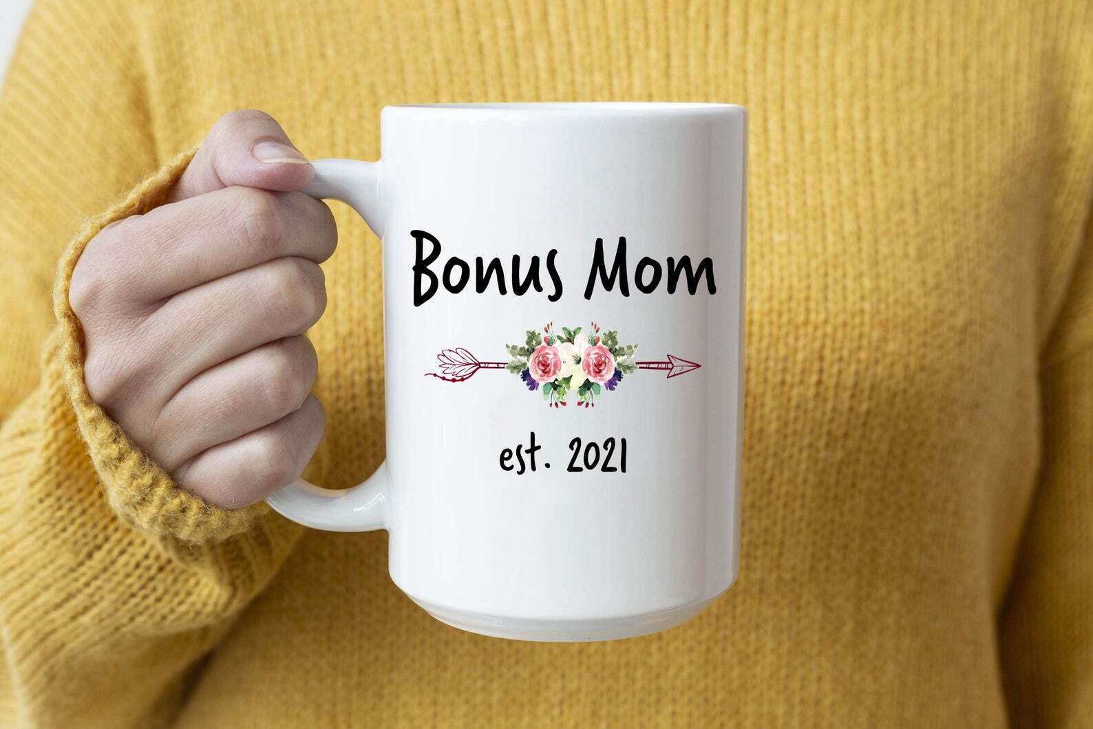 Bonus Mom Est 2021 Mug New Bonus Mom Arrow Coffee Mug Mug & Coaster Set Coff