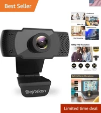 High-Definition 1080P USB Webcam - Built-In Microphone for Video Conferencing