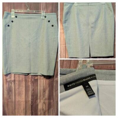 Gorgeous White House Black Market Gray Lined Pencil Skirt SZ 14