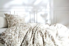 Copripiumino e 2 federe, beige/bianco, 200x200/50x80  cm