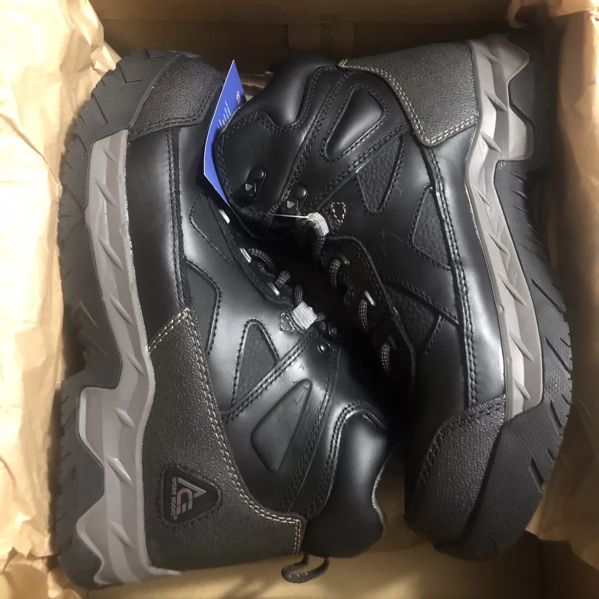 Ace steel toe shop work boots