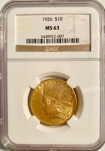 1926 $10 Gold Indian Head Eagle NGC MS 63