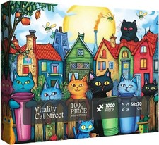 Funny Cat Puzzles for Adults 1000 Pieces, Cute Colorful Kitten Jigsaw...