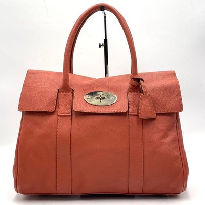 Mulberry Bayswater Turnlock Tote Bag Leather Orange Women