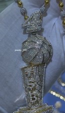 Mens Natural Moissanite Mens FBP 4 Basketball Pendant Championship Piece 925 SS