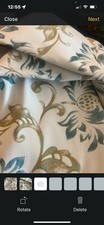 2 Pairs 90 X  90 Curtains In Cream With Blue And Tan Pattern