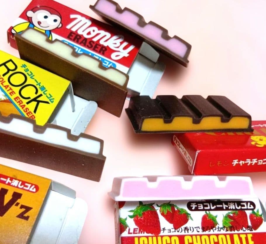 Showa Retro Chocolate Erasers 5-color set | eBay