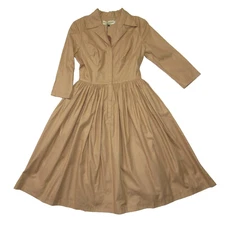 NWT Heart and Found Natalie in Camel Cotton Zip Front Fit & Flare Shirt Dress S