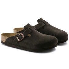 Birkenstock Boston Soft Footbed Suede Clog Mocha Unisex Slip On Sandal Shoes NEW
