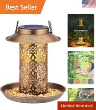 Solar Bird Feeder for Outdoors Hanging, Metal Wild Bird Feeder for Cardinals ...