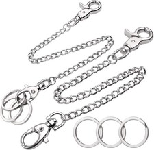 Aylifu Pocket Chain, 2 Pieces of Metal Wallet Keychain Pants Chain with Both...