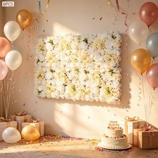 6 Pcs Artificial Flower Wall Panel, Artificial Floral Wall Decoration Backdrop