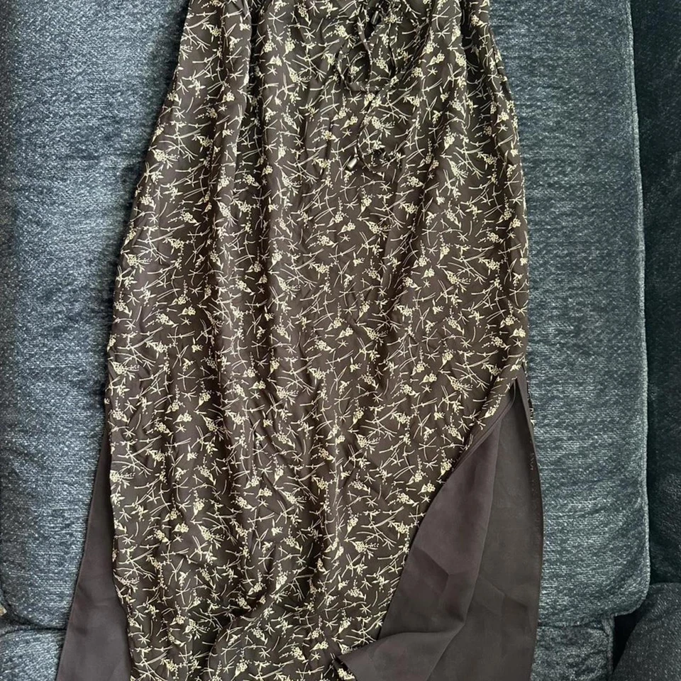 Vintage Liz Claiborne Marrón Floral Botón Blusa Y Maxi Falda Conjunto A Juego Foto 3 de 4