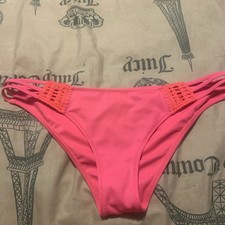 VICTORIA  S SECRET The Strappy Cheeky Bikini Bottom Hot Pink Size Medium NWOT