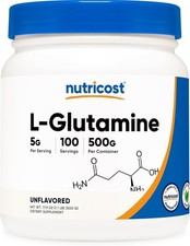 Nutricost L-Glutamine Powder 500 Grams Unflavored - Gluten Free  Non-GMO-USA