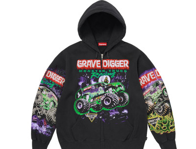 IN-Hand  Supreme Monster Jam Grave Digger Zip Up Hooded SS26 Size XXLarge