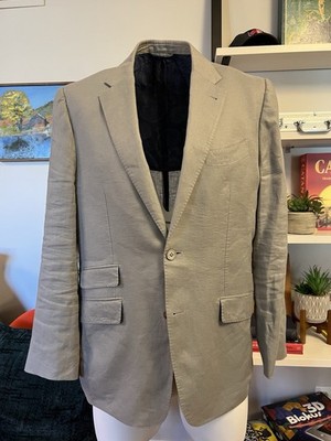 Robert Talbott 100% Linen Sport Coat   Light Taupe   Size L (Fits Like 44R)