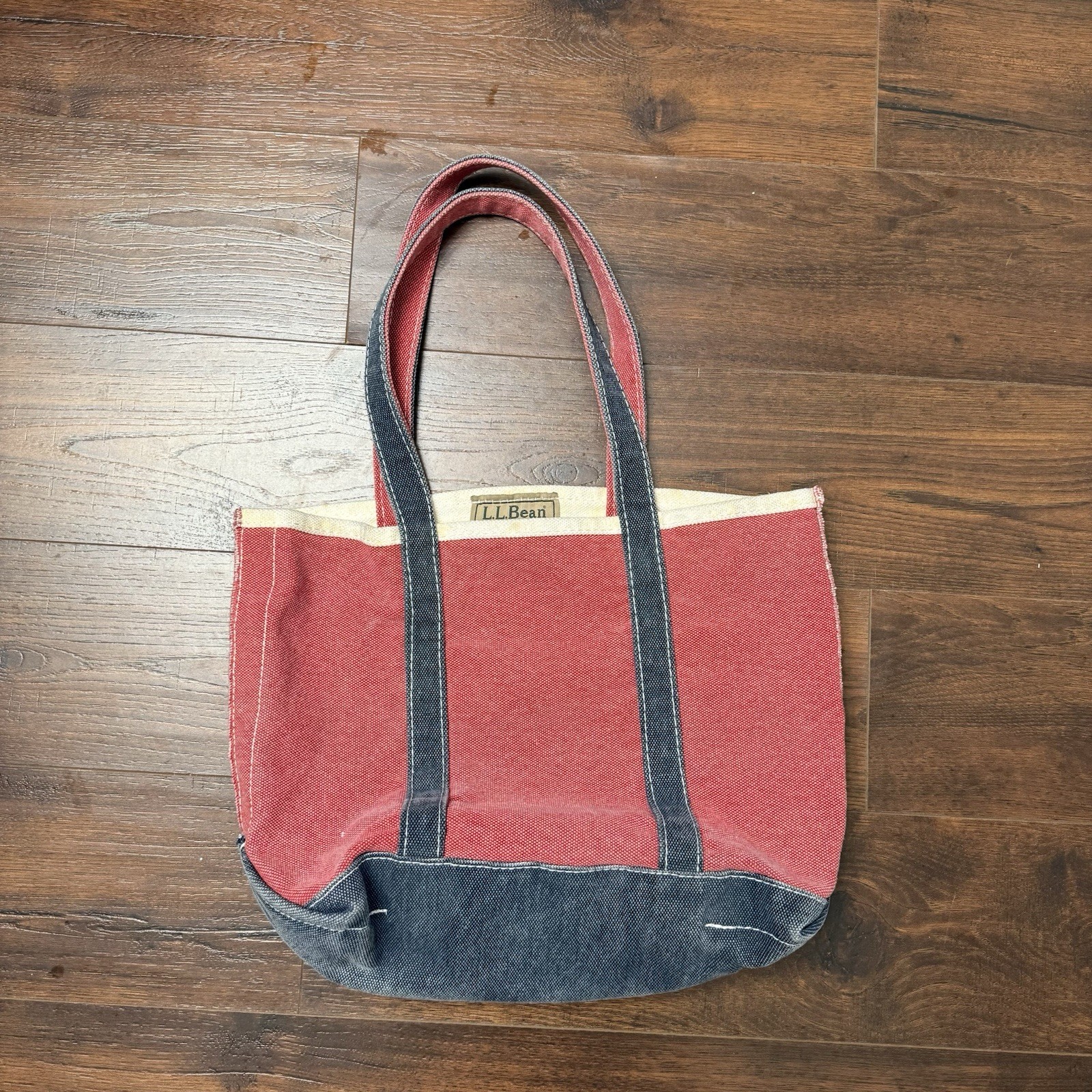 Vintage 90s Red Navy L.L. Bean Tote Bag Rare Canvas Boat and Tote Grunge Retro
