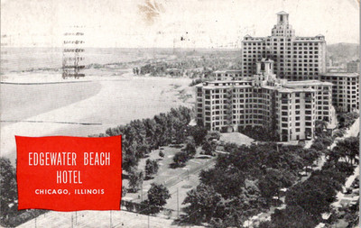 Edgewater Beach Hotel Chicago Illinois   Aerial View   Postmark 1951