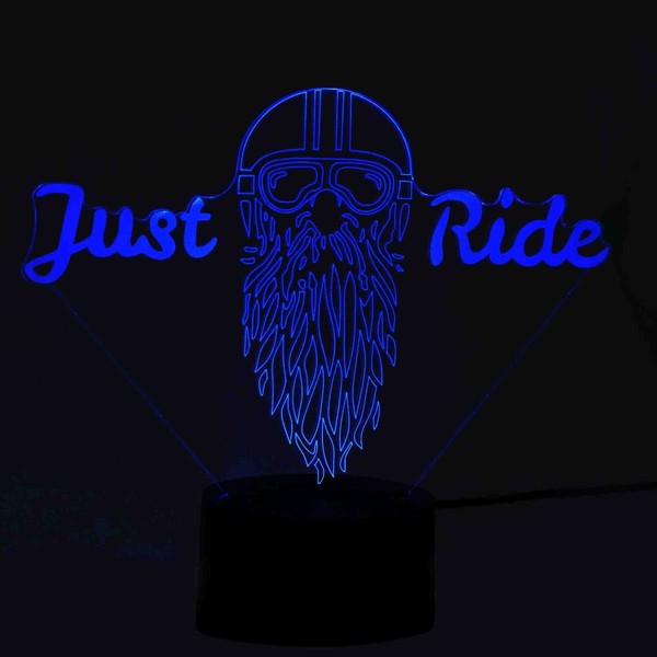 3D Illusion Led Lampe Biker Motorradfahrer Rocker Touch Tischlampe Wohnlicht-image