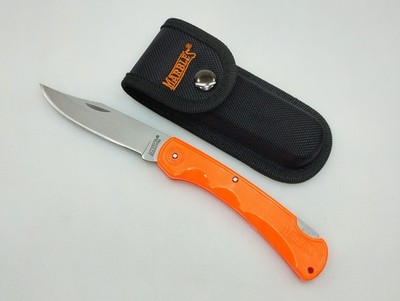 Marbles MR309 Limited Edition Orange Handles Lockback Pocket Knife w/Sheath
