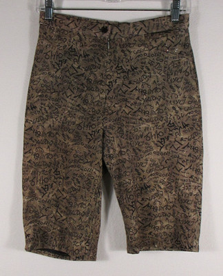 IChih Day Womens Graphic Shorts Elastic Waist Slash Pockets Size M Brown