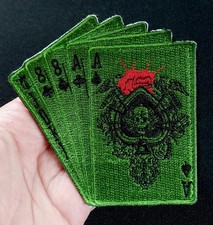 GREEN ~ Aces and Eights Deadman's Hand MILITARY SNIPER Patch Hook & Loop Back