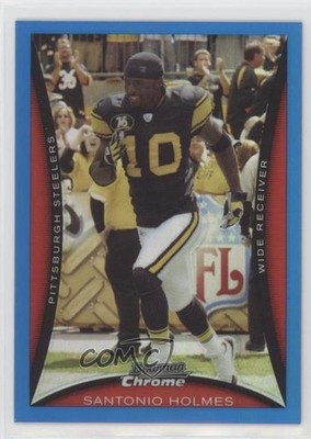 2008 Bowman Chrome Blue Refractor 117/150 Santonio Holmes #BC181 3hd