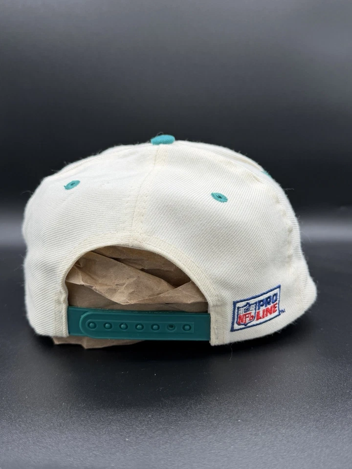 复古 20 世纪 90 年代标志运动迈阿密海豚队鲨鱼齿棒球帽 NFL 职业系列 — 第 3/4 张图片