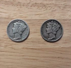 Mercury Dime Lot Of 2 1935 & 1943 90% Silver