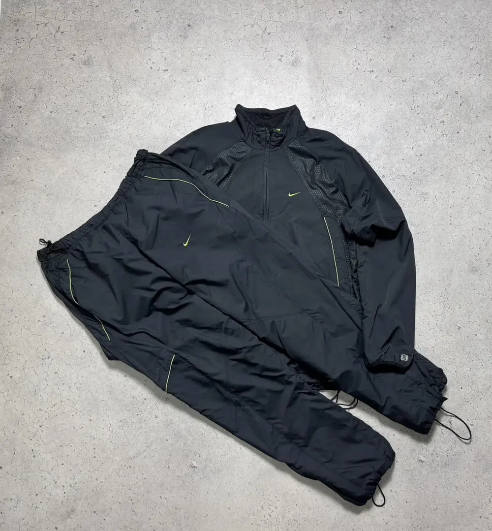 Nike Shox Vintage Black Nylon Track Suit Jacket & Pants Dril | eBay