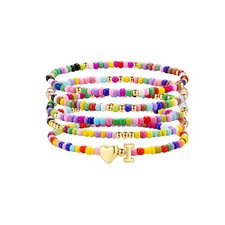 Initial Bracelets for Girls Gifts - 5PCS Colorful Bohemian Beaded Bracelets S...