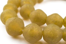 Jumbo Yellow Bicone Recycled Glass Beads 25mm Ghana African Sea Glass Large Hole