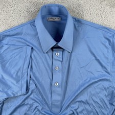 Collars and Co Polo Mens Small Blue Dress Collar Performance Short Sleeve Shirt
