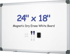 Magnetic White Board Wall 24" x 18" Dry Erase Board Kit W/ 2 Magnetic Dry Erase