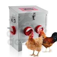Extra Large 25 lb Poultry Feeder 4 No-Waste Ports Galvanized Steel Chicken