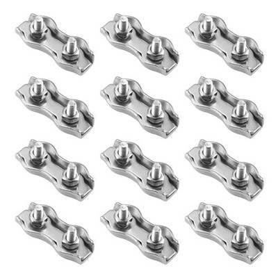 12 Pack 3/32 Inch 316 Stainless Steel Duplex Cable Clamp