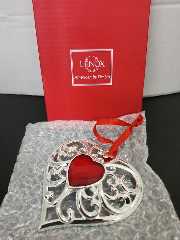 Lenox Bejeweled Heart Ornament Silverplate# 856360