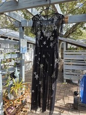 Express Sheer Star Sequin Sexy Black Dress W/ Bikini Cut Body Suit Ret 148 Sz L