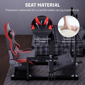 Hottoby 4080 Aluminum Racing Sim Cockpit With Red Seat & TV Stand Fits Logitech