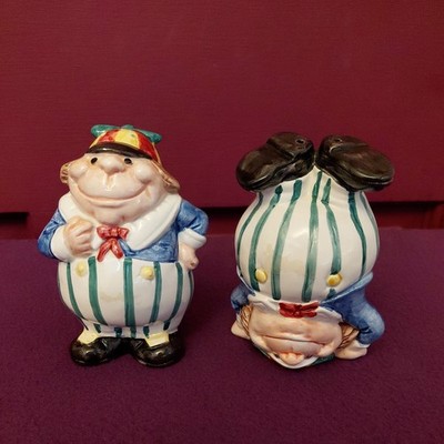 Fitz & Floyd Tweedle Dum & Tweedle Dee Salz- & Pfefferstreuer Retired 1992 - LESEN