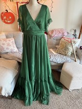 Mac Duggal Butterfly Ruffle Trimmed A-Line Gown in Green